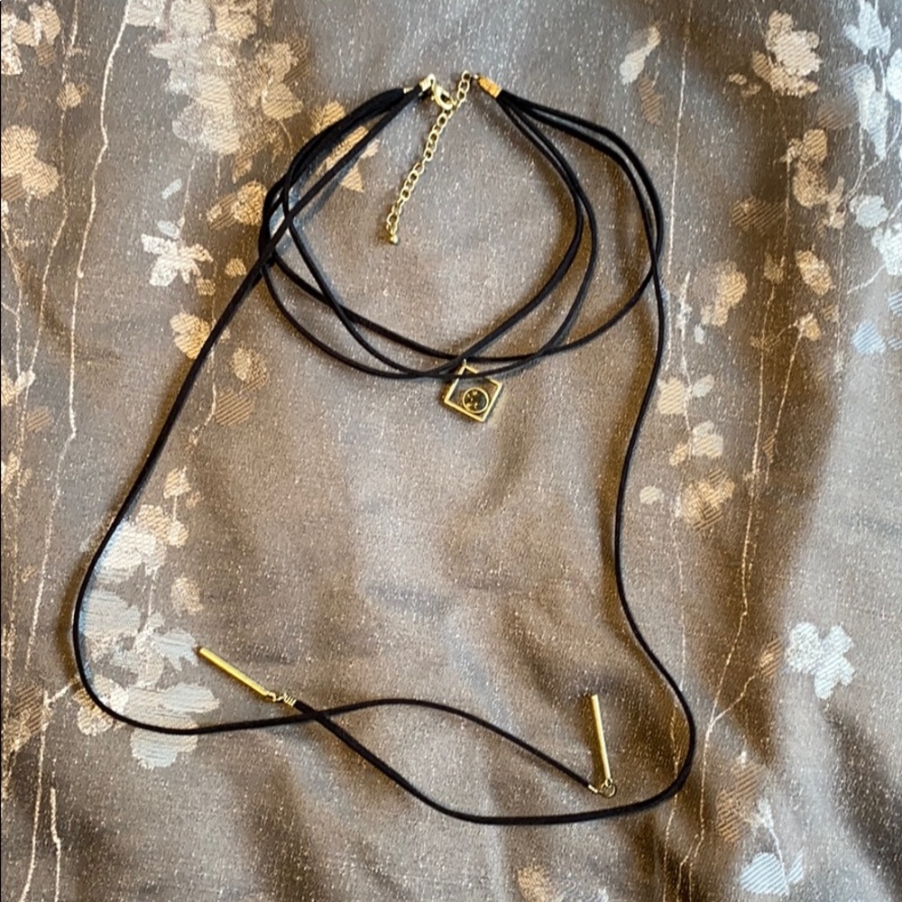 Black layered choker necklace
